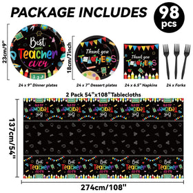ZOIIWA teacher-theme dessert plates with pencil and ruler motifs for school events
