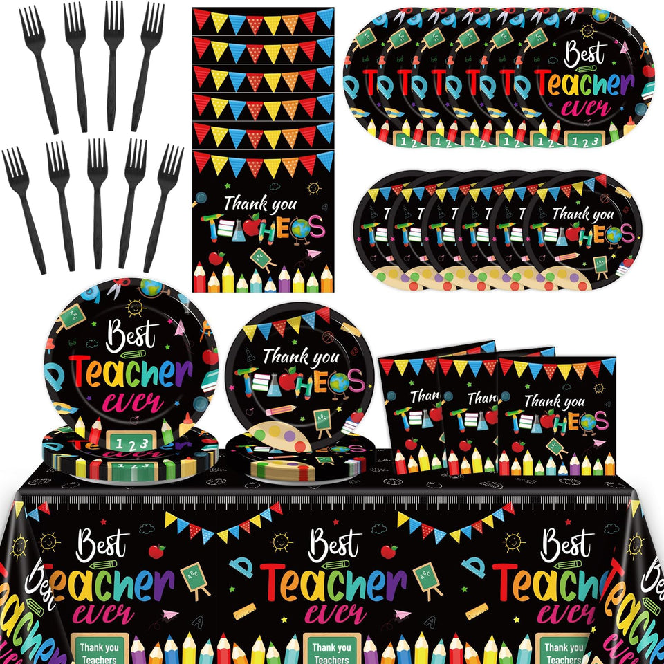 ZOIIWA teacher-theme dinner plates with blackboard design for classroom celebrations