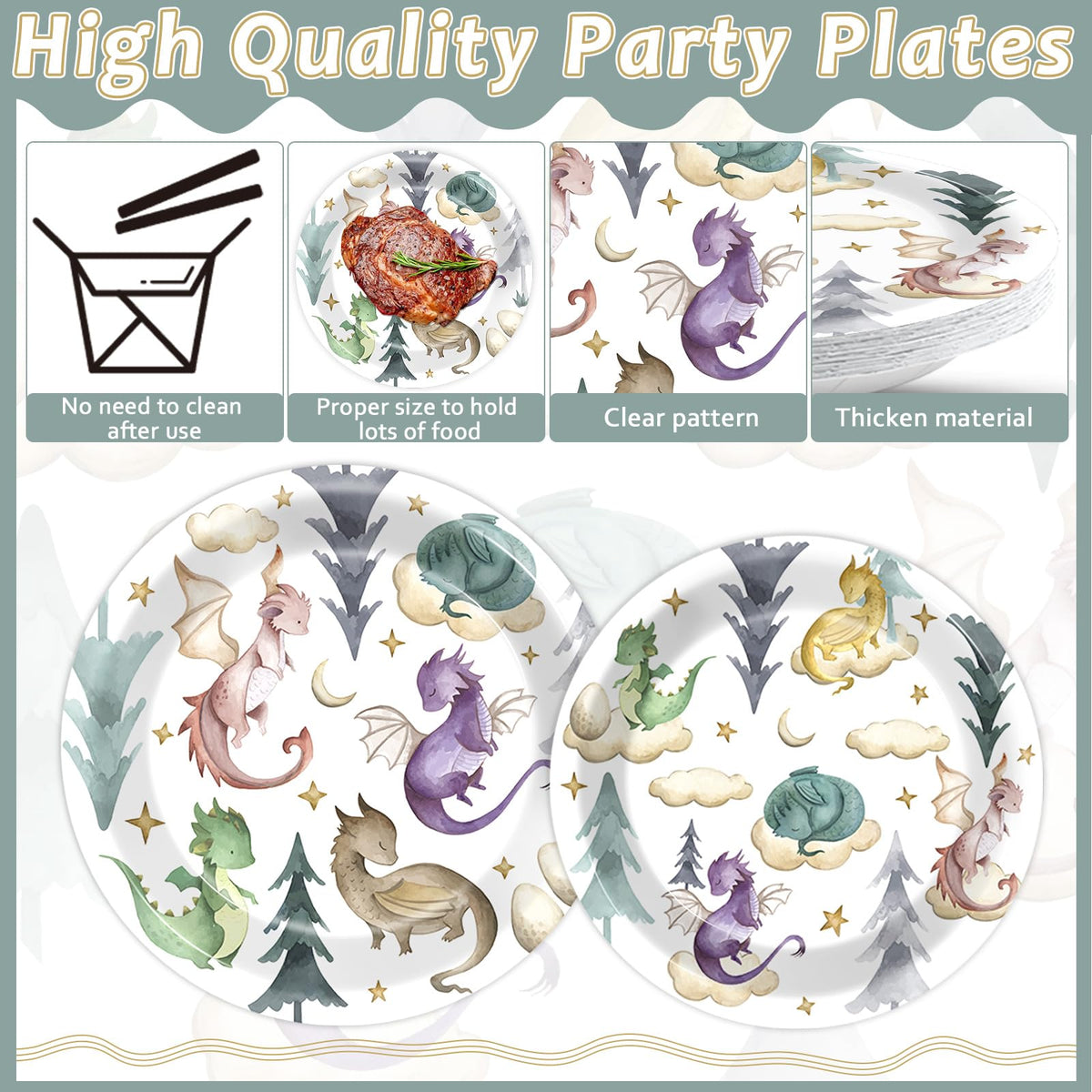 ZOIIWA watercolor dragon napkins for colorful kid-friendly use.