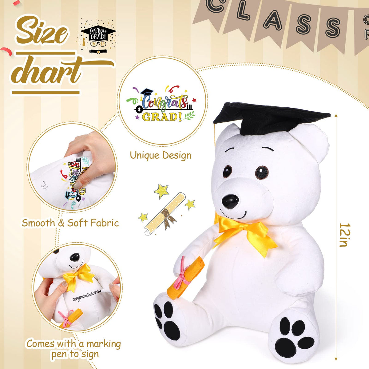 Back view of the Zomiboo bear showing colorful embroidery and strap detail.