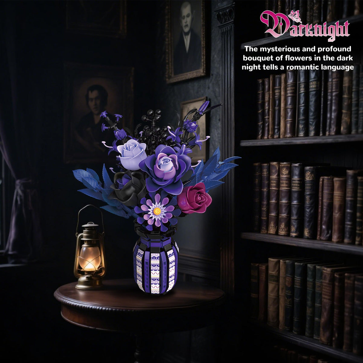 ZONECYTD dramatic office decor using the purple rose bouquet kit.