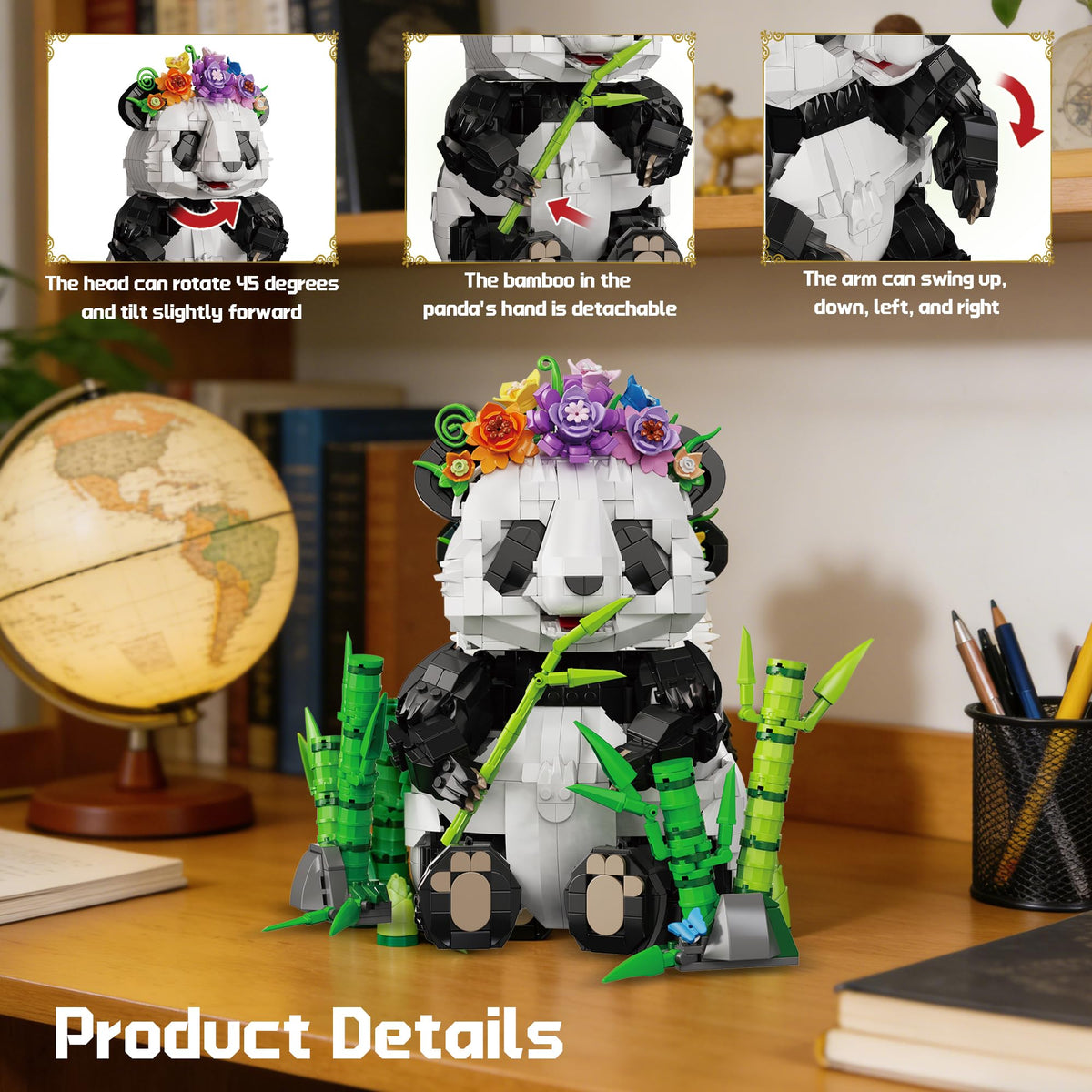 ZONECYTD Panda Building Set movable arms enable lifelike display