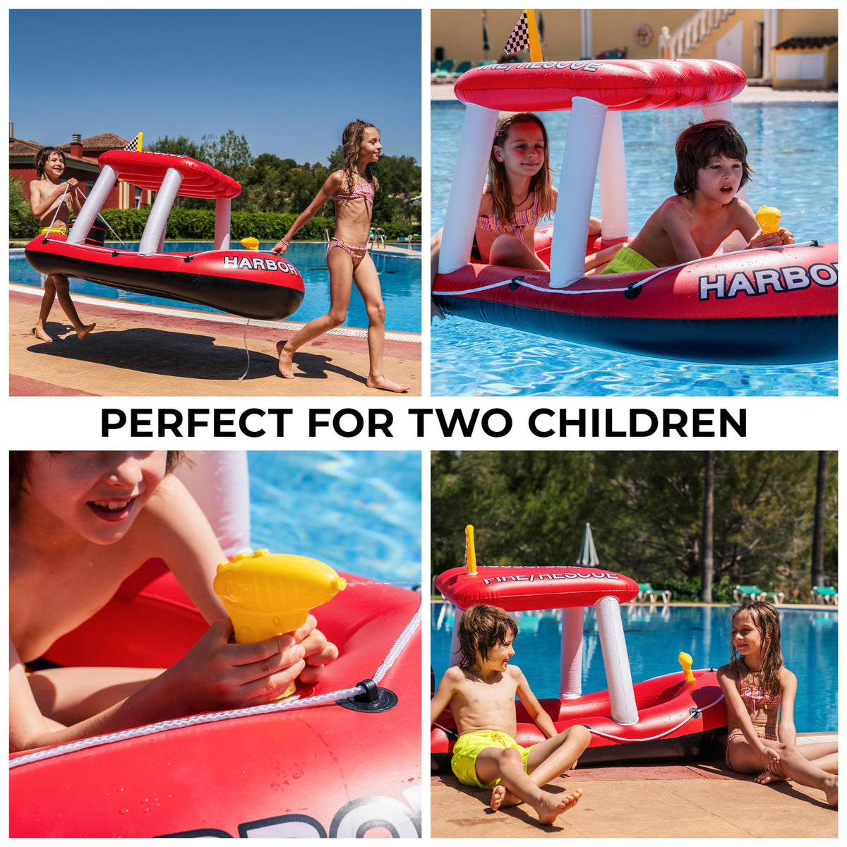 ZONETECH Fire Boat includes grab ropes for easy handling and safety.