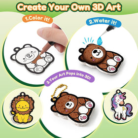 Zooi water-activated coloring with markers enables mess-free, quick craft sessions.