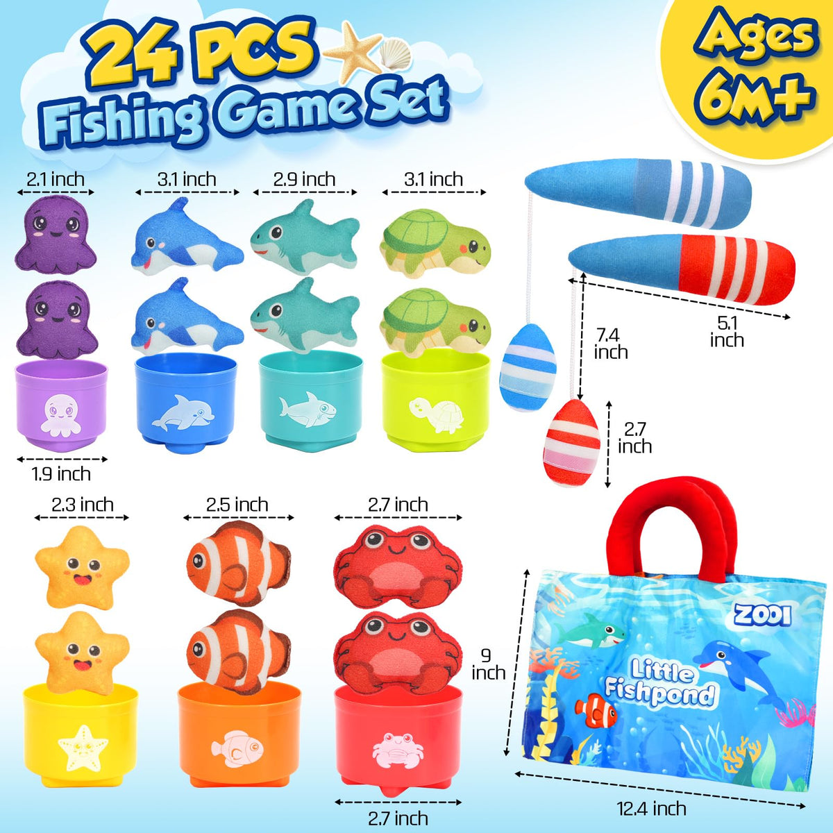 ZOOI colorful fish pieces promote tactile exploration and sorting