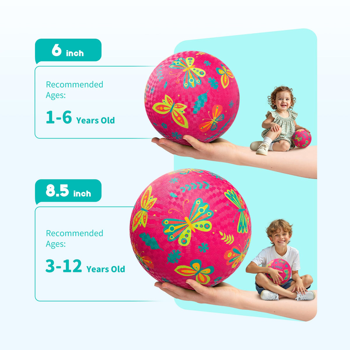 Close-up of ZOOJOY 8.5-inch rubber ball showing durable texture