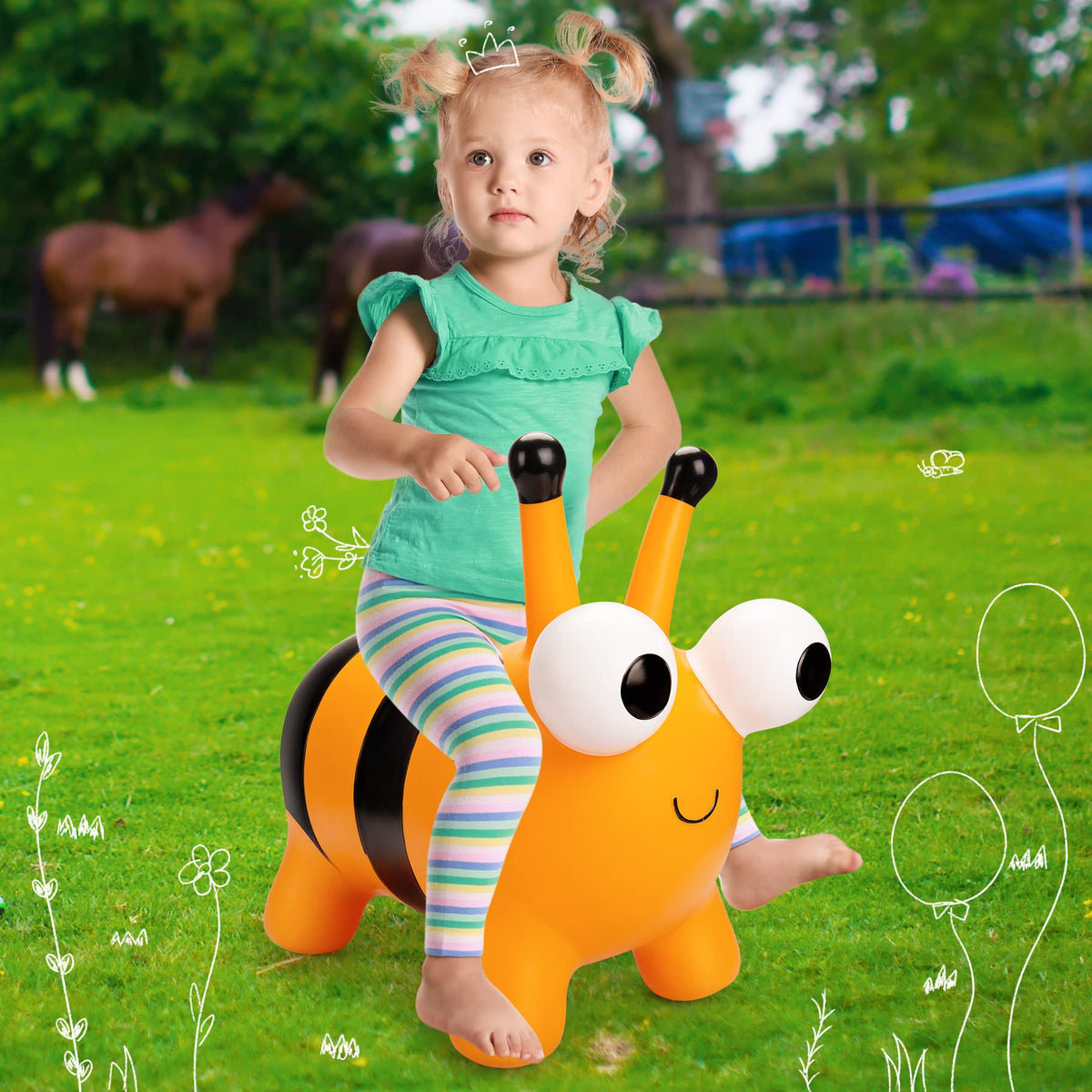 ZOOJOY Bee Bouncy Hopper posture design supports comfy rides for toddlers