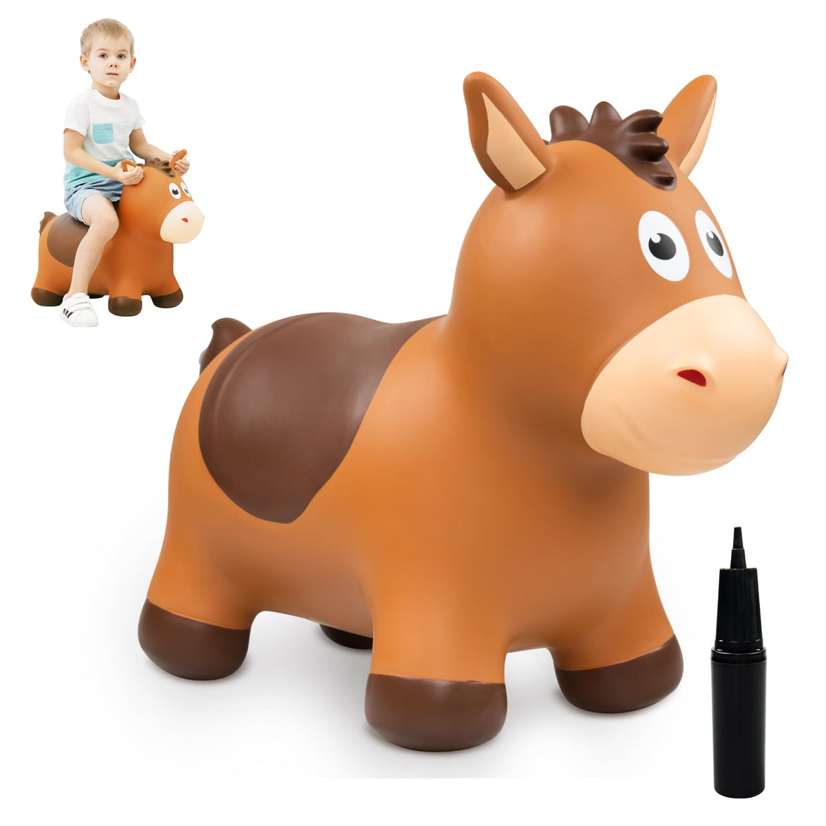 ZOOJOY bouncy horse front view encourages toddler ride and exploration