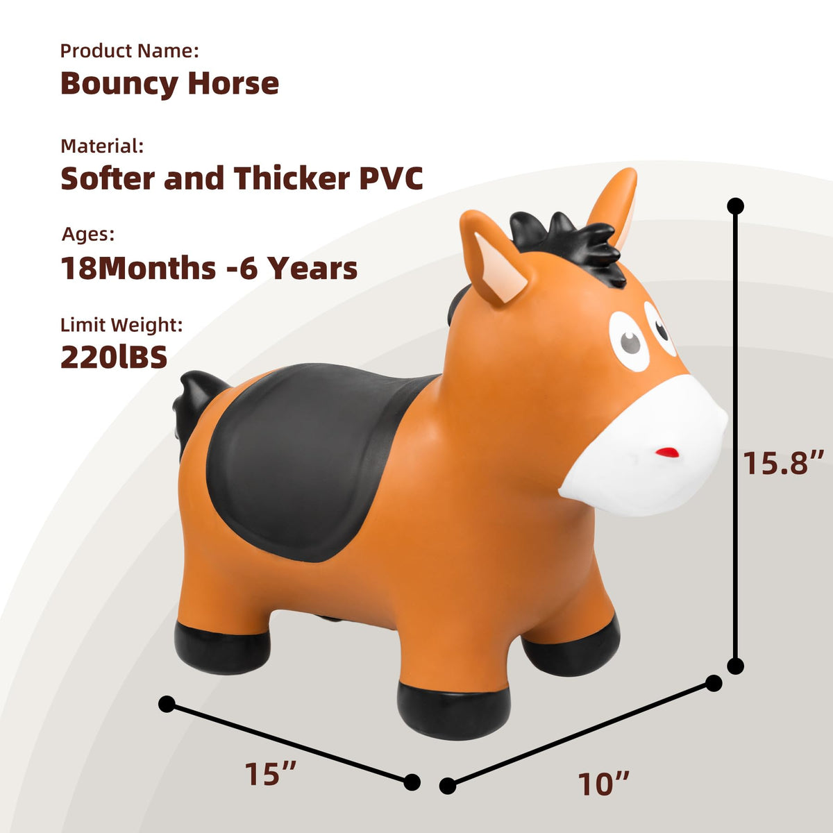 ZOOJOY Bouncy Horse inflation-pump setup enables quick, extended play.