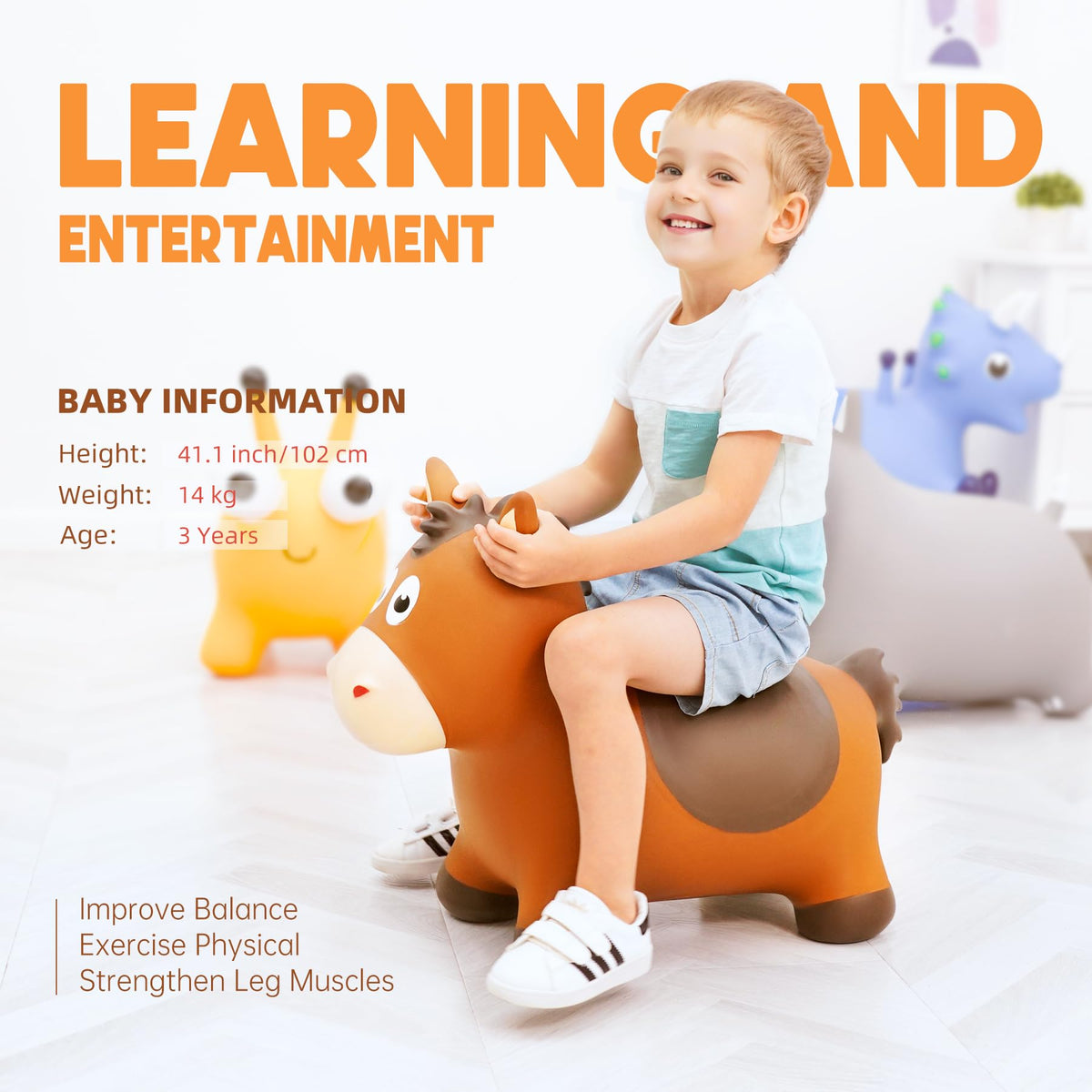 ZOOJOY bouncy horse with stable legs ensures smooth indoor or outdoor rides