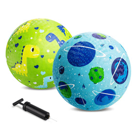 ZOOJOY cartoon playground balls 2-pack for safe toddler play indoors or outdoors.