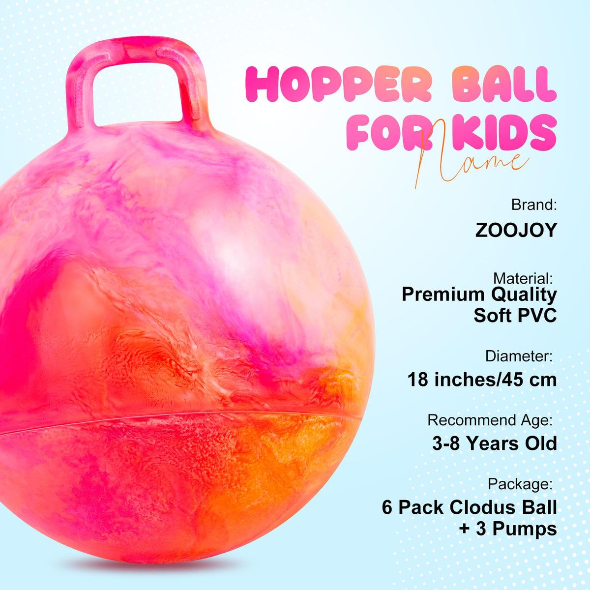 ZOOJOY Clouds Hopper Ball 6-pack ideal for group games and classrooms.