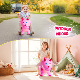 ZOOJOY Dinosaur Bouncy Horse easy-grip handles aid secure riding.