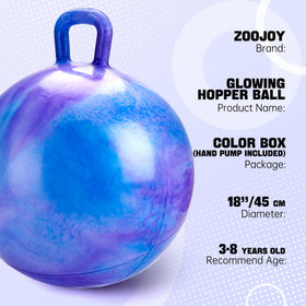 ZOOJOY glow hopper ball inflation setup shown for quick setup