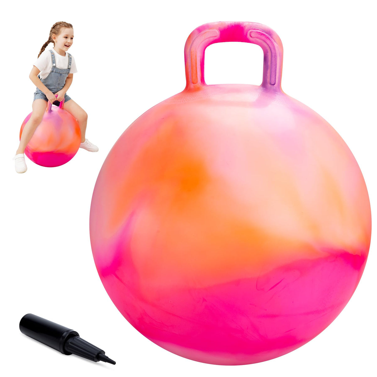 ZOOJOY hopper ball with orange clouds and handle for kids' play