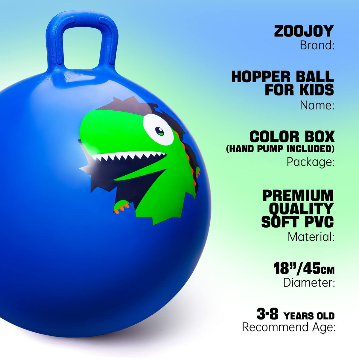 Close-up of ZOOJOY Hopper Ball handle grip for secure bouncing