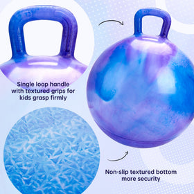 ZOOJOY glow hopper ball being inflated with a hand pump.