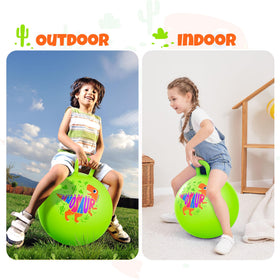 Child bounces outdoors with the ZOOJOY hopper ball for physical activity.