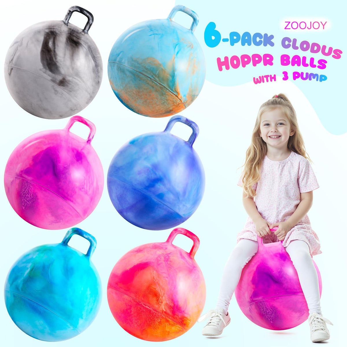 ZOOJOY Hopper Ball with non-slip bottom helps kids stay stable when jumping.