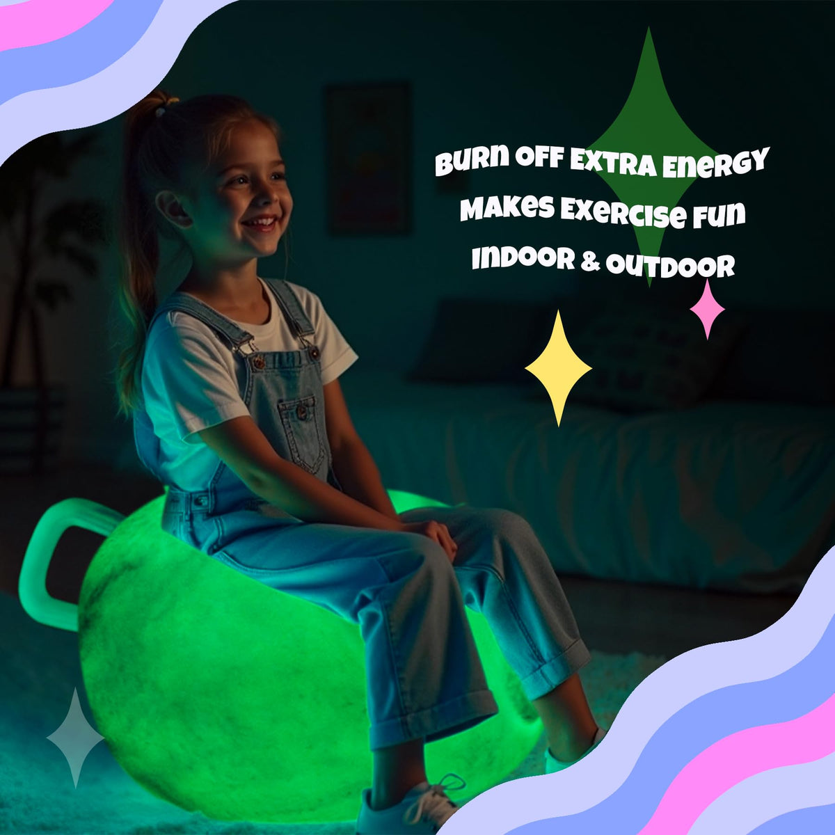 ZOOJOY glow hopper ball showcases kids bouncing with energy.