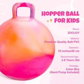 Child using ZOOJOY hopper ball with textured handle grip
