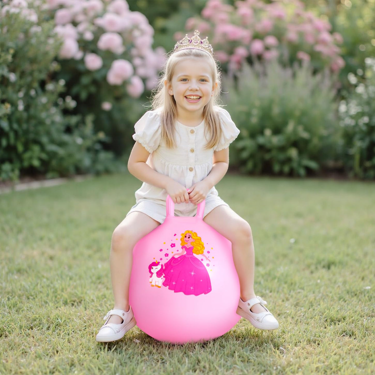 ZOOJOY Princess Hopper Ball durable PVC construction for long-lasting use.