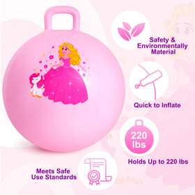 ZOOJOY Princess Hopper Ball in playroom enables indoor safe bouncing.