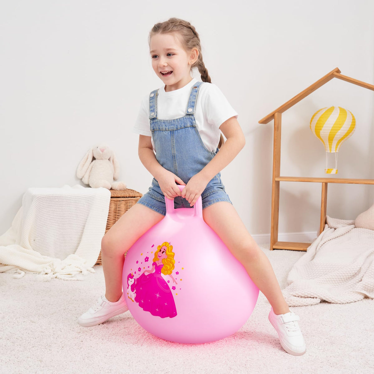 ZOOJOY Princess Hopper Ball outdoors on grass encourages active play.