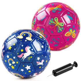 ZOOJOY soccer ball with unicorn and butterfly glitter for toddlers' imaginative outdoor play.