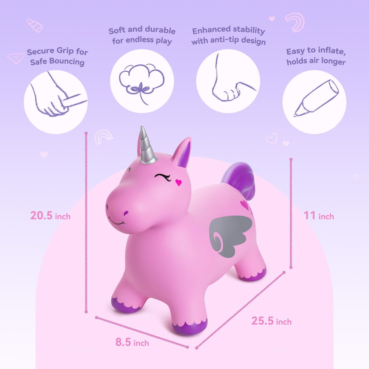 ZOOJOY four sturdy legs and stable base support balanced bouncing.