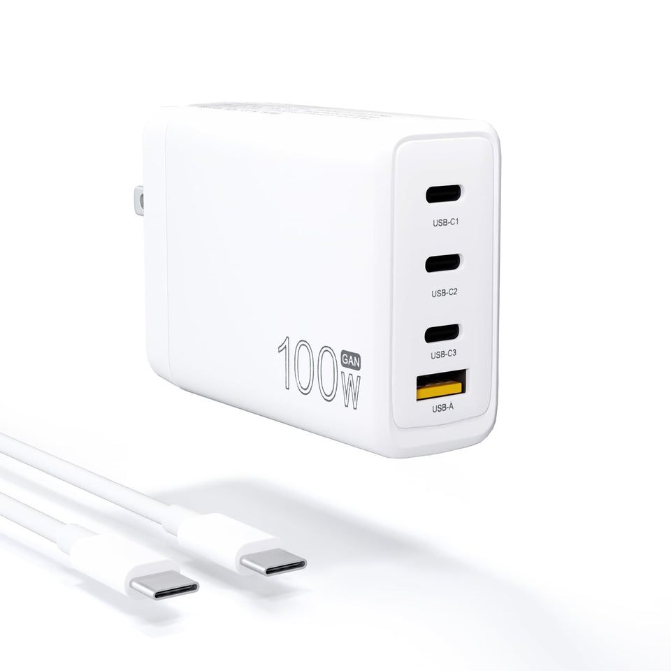 Zosam 100W GaN charger front view highlighting compact, travel-ready design