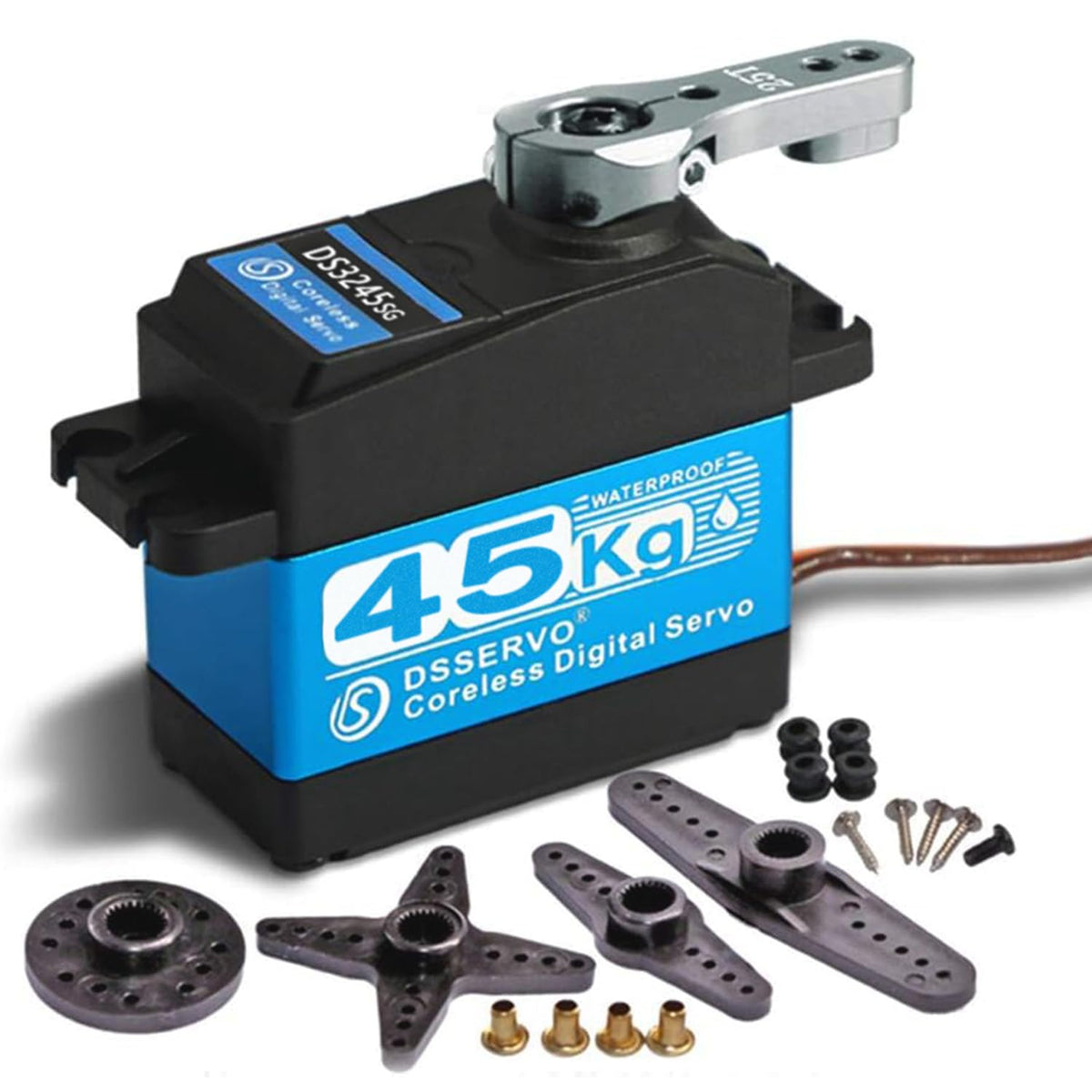 ZOSKAY DS3245 45KG coreless servo showcases 180° rotation for precise robotic control.