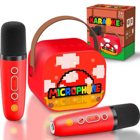 Zosxi Pixel Super Bro karaoke machine front view for kids' party entertainment.