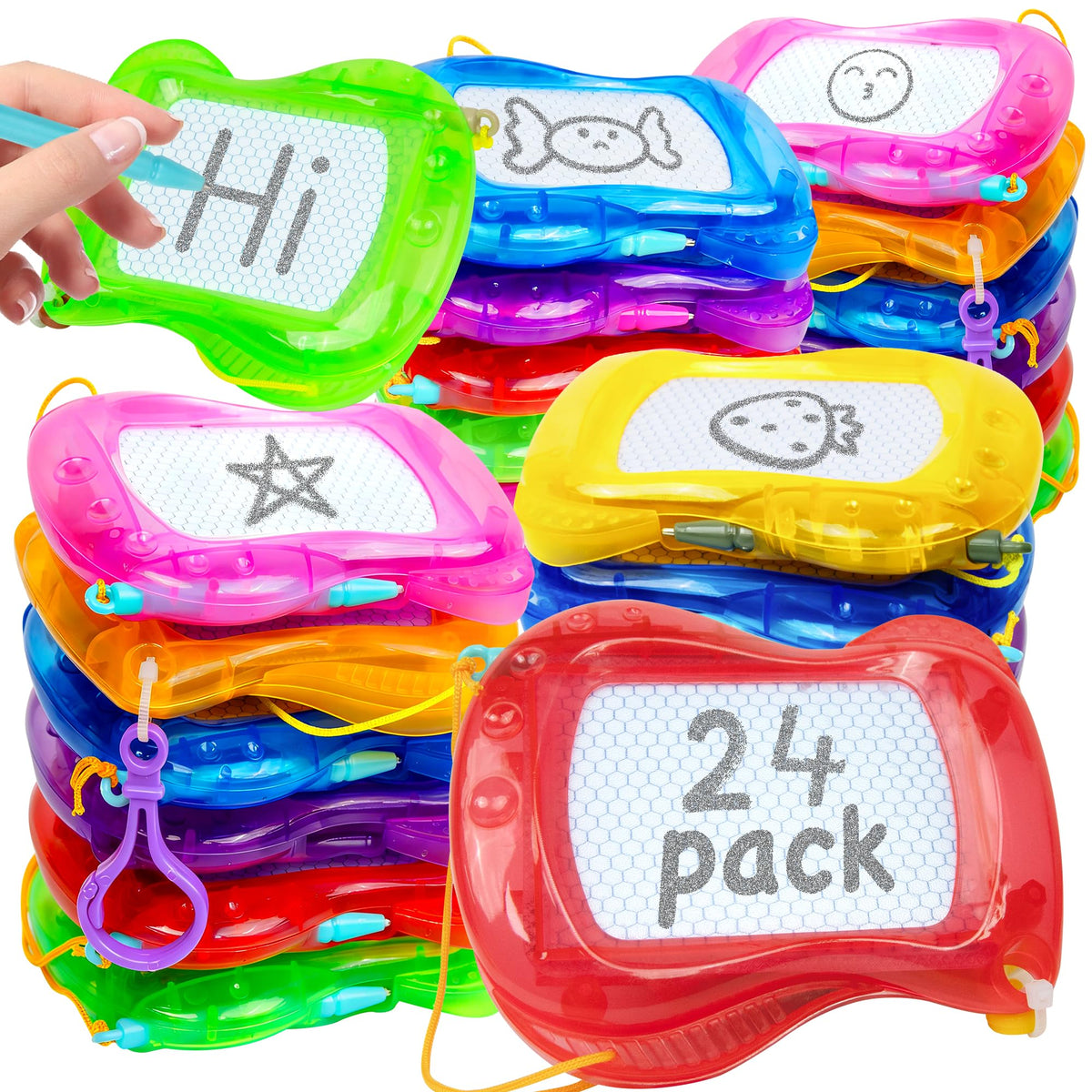 ZoxiLume 24-pack mini drawing board overview for mess-free portable creativity.