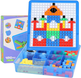 ZOZOPLAY 490-pcs mosaic blocks close-up for pattern building and hands-on play
