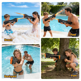 Zplogk water gun side view showing automatic reload for continuous play.