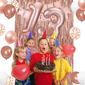 ZPPMZQR rose gold balloon set adds elegant color.