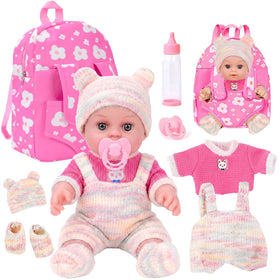 ZQDOLL 12-inch baby doll with backpack for portable pretend play
