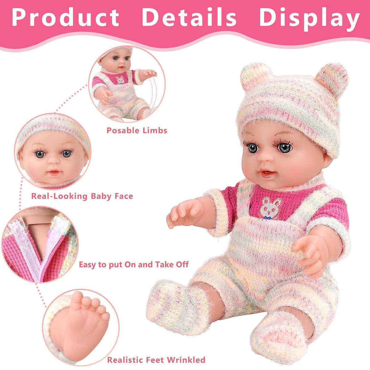 ZQDOLL 12-inch baby doll pacifier for realistic soothing play