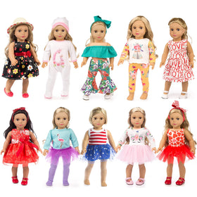 ZQDOLL 18-inch doll clothes gift-package showing organized 19-piece set for gifting.