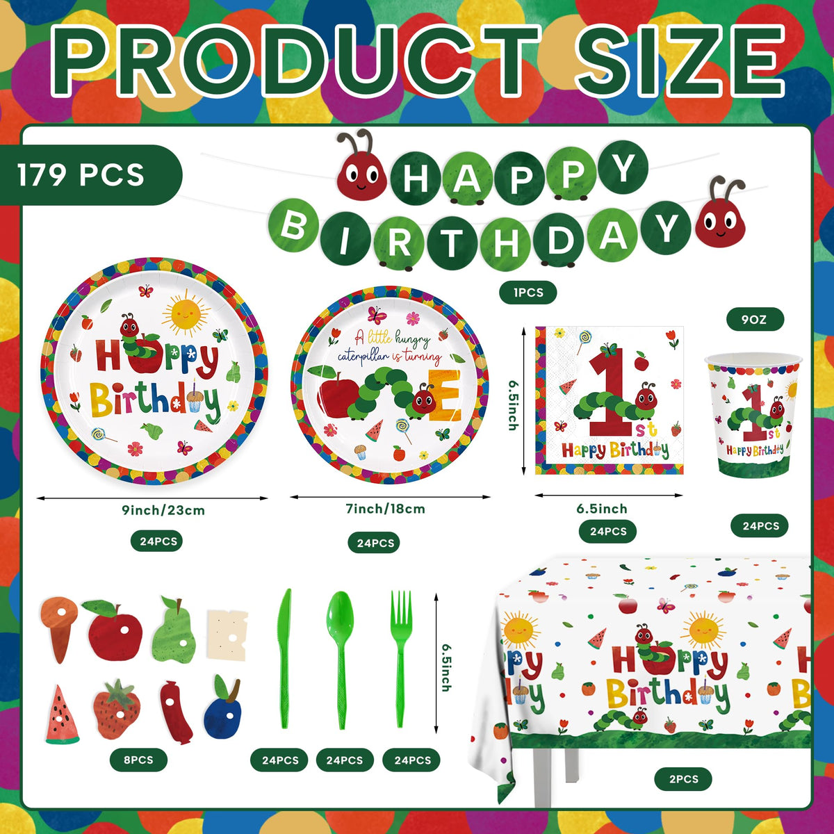 ZQMONTIA 7-inch caterpillar plates for snacks and small bites.