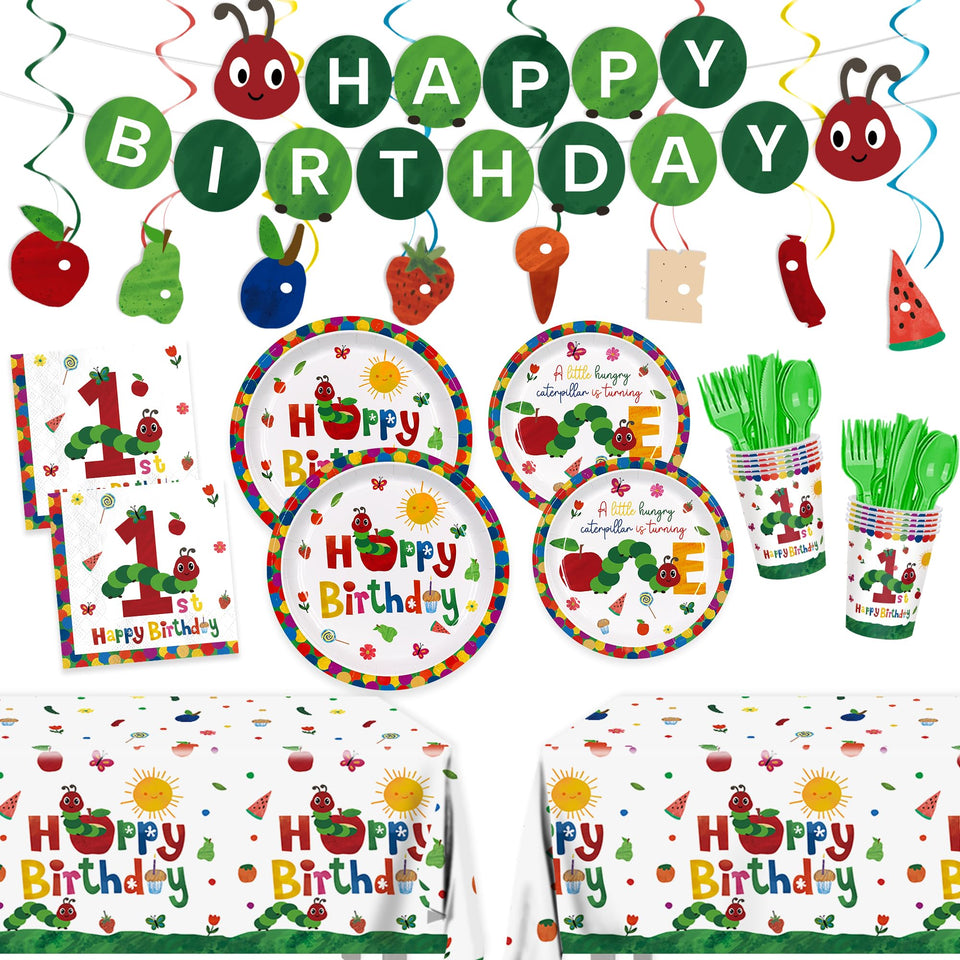 ZQMONTIA 9-inch caterpillar plates for kid-friendly first birthday meals.