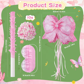 ZRUNBO Pink Bow Piñata side view shows durable craft for indoor use.