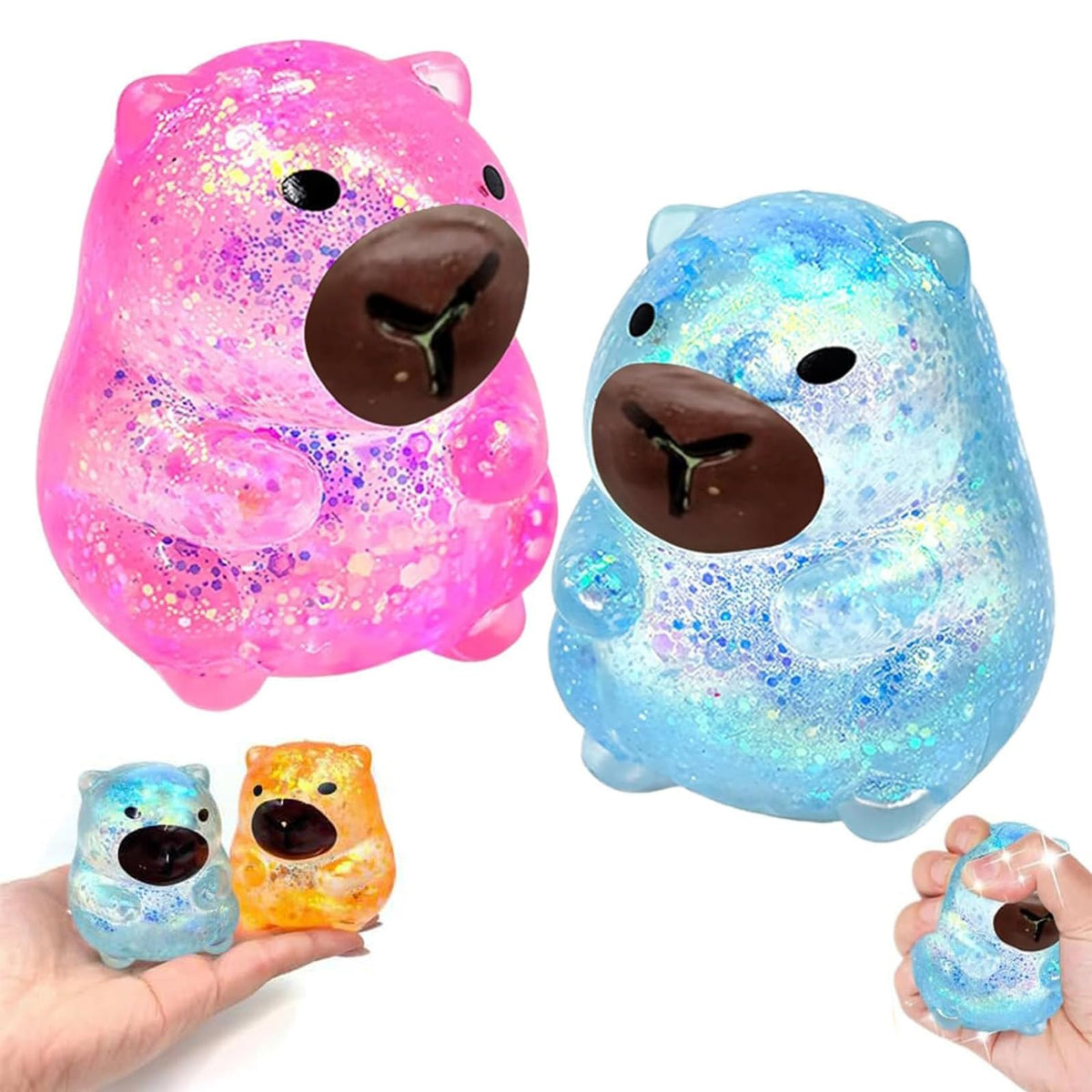 ZRW Capybara Squishy Glitter capybara design with shimmering detail for desk decor