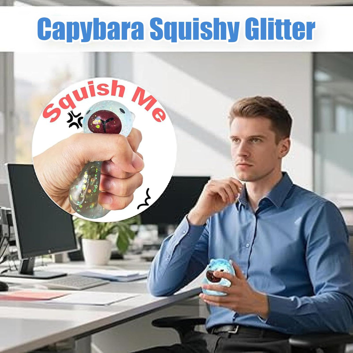 ZRW Capybara Squishy Glitter soft texture with slow rebound for stress-relief fidget