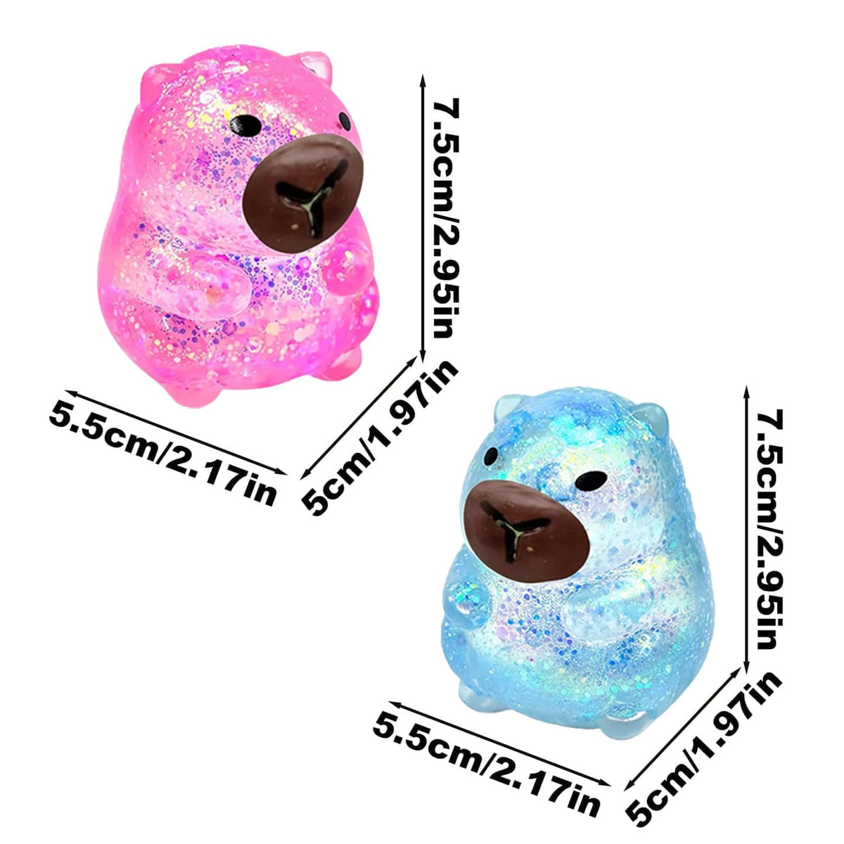 ZRW Capybara Squishy Glitter sparkly charm for shelves and study desks