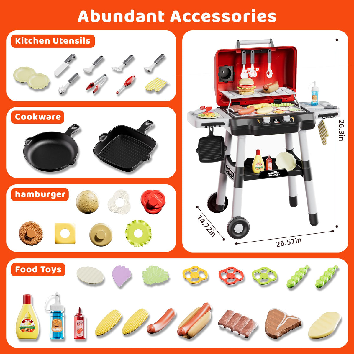 Zsinb Kids Grill 35 accessories clip for quick organization.