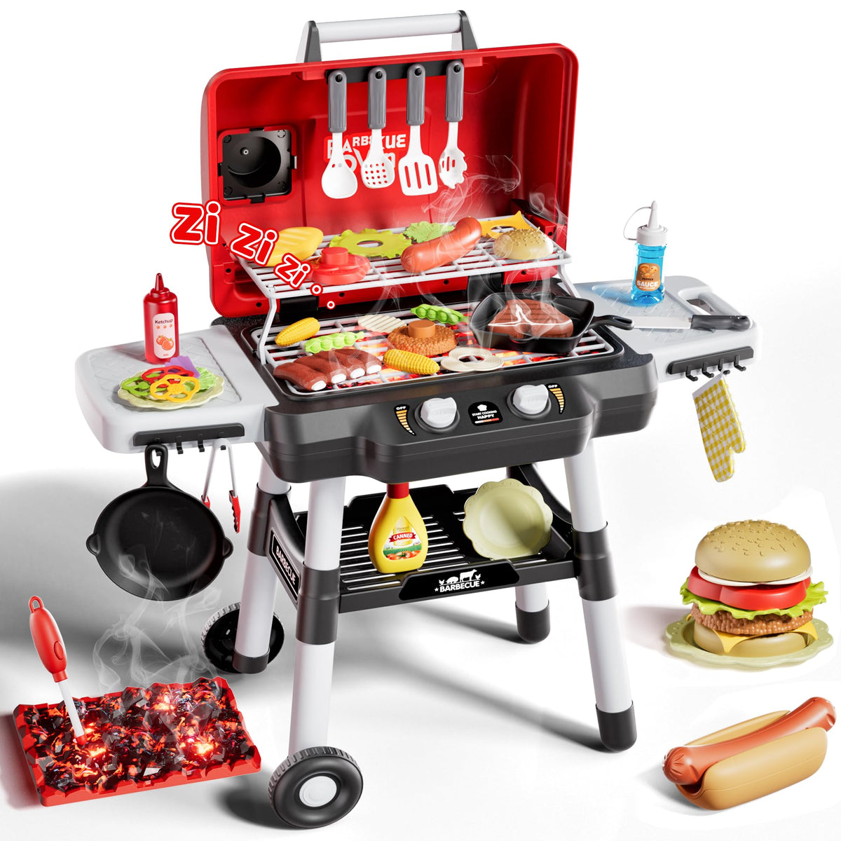 Zsinb Kids Grill Playset two-tier surface for cooperative pretend cooking.