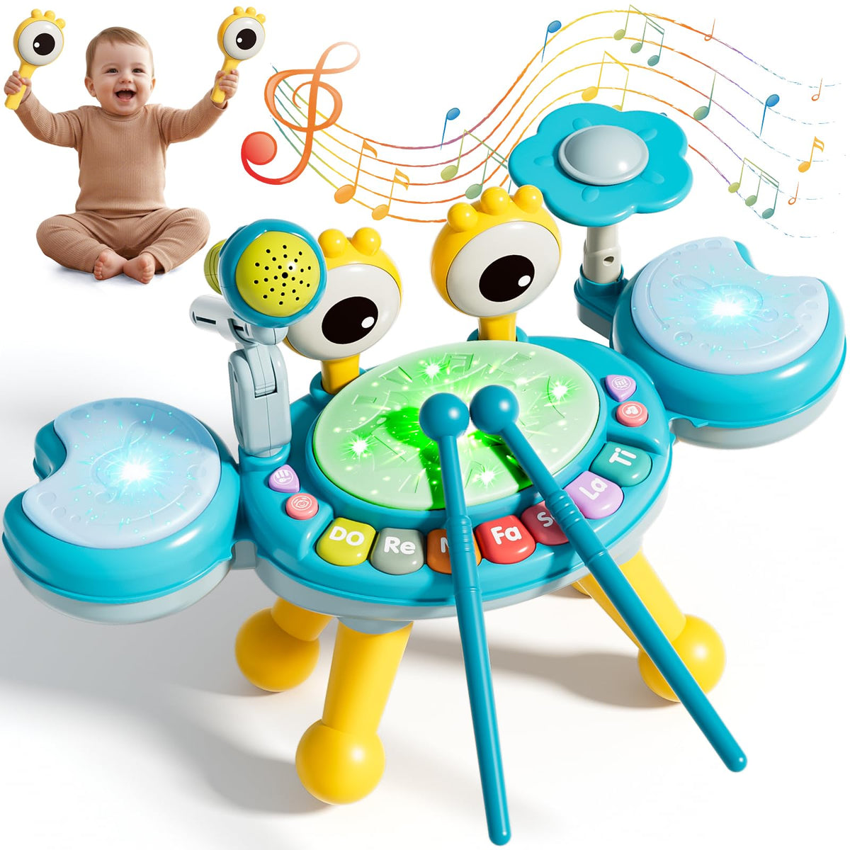 Zsinb toddler drum set blue enables colorful early music exploration for toddlers.
