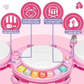 Zsinb pink lights and safe volume controls protect little eyes and ears while playing